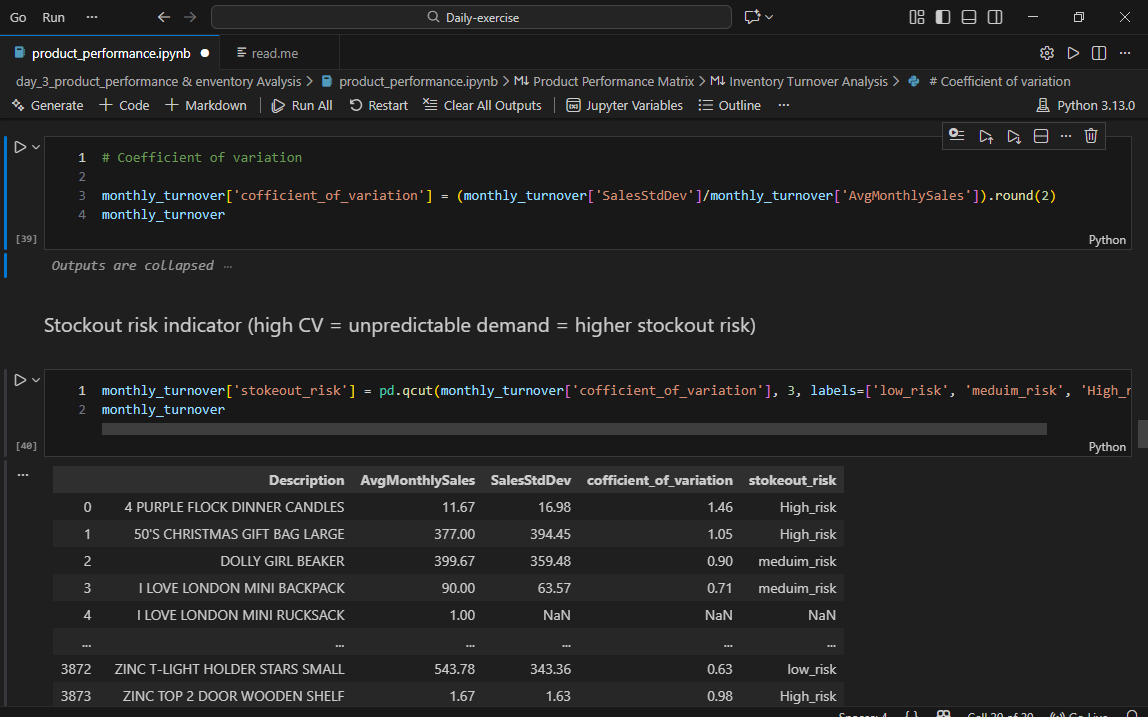 Stockout Calculation Code
